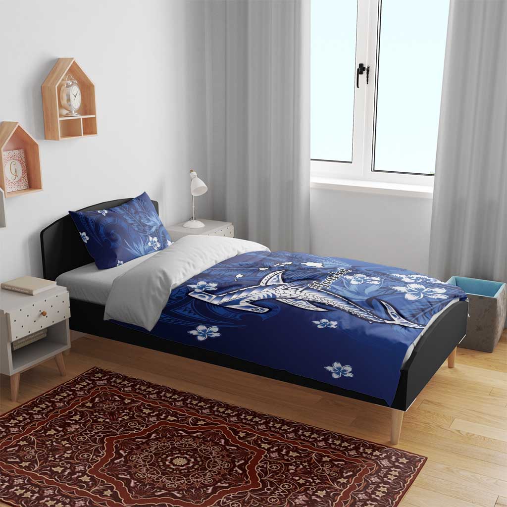 Personalized Hawaiian Maori Hammerhead Shark Bedding Set Polu Plumeria - Polynesian Pride