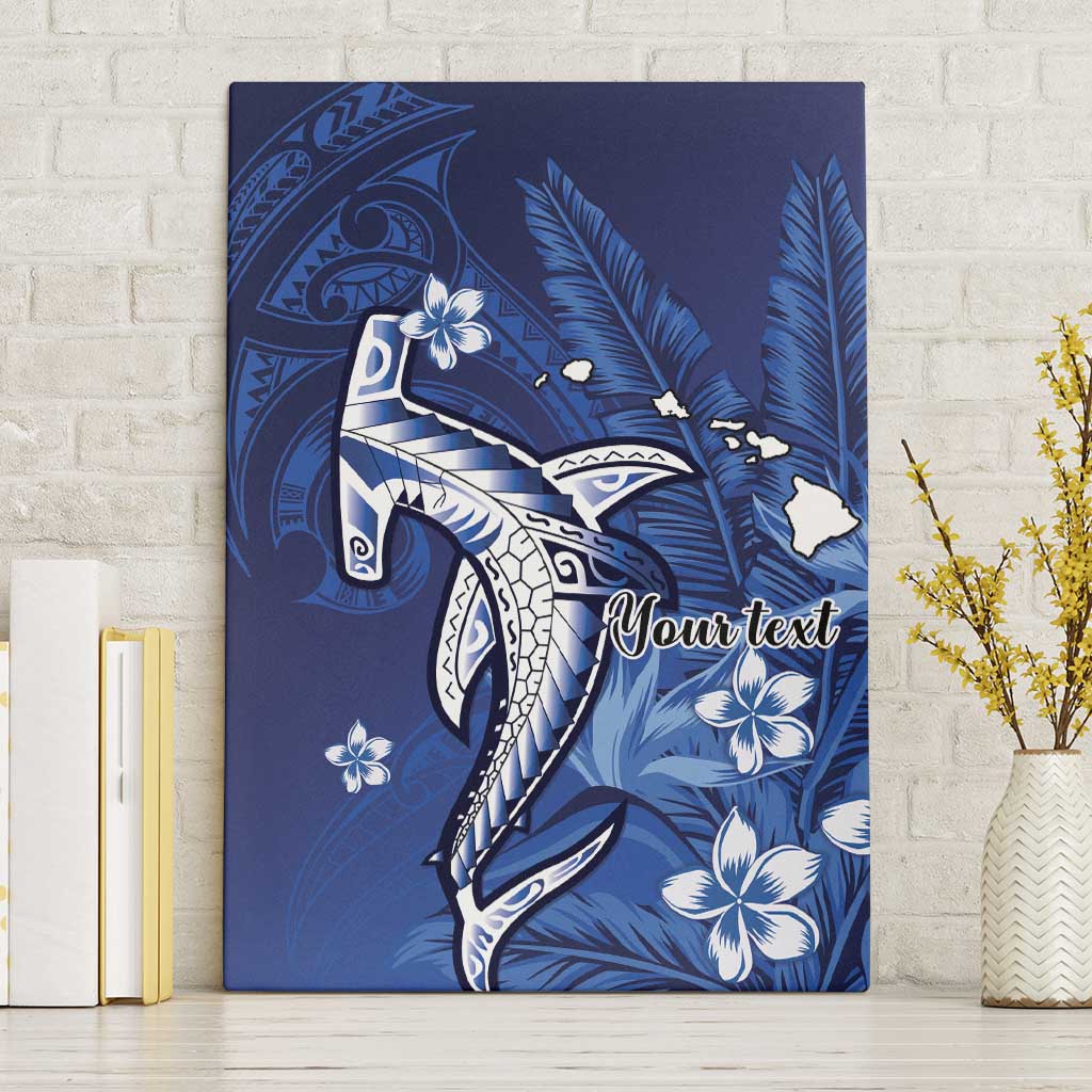 Personalized Hawaiian Maori Hammerhead Shark Canvas Wall Art Polu Plumeria - Polynesian Pride