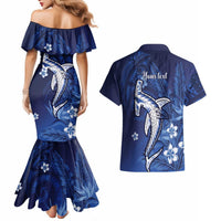 Personalized Hawaiian Maori Hammerhead Shark Couples Matching Mermaid Dress and Hawaiian Shirt Polu Plumeria LT9 - Polynesian Pride