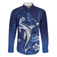 Personalized Hawaiian Maori Hammerhead Shark Family Matching Summer Maxi Dress and Hawaiian Shirt Polu Plumeria