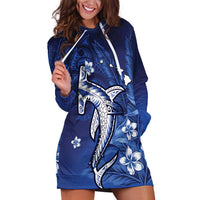 Personalized Hawaiian Maori Hammerhead Shark Hoodie Dress Polu Plumeria - Polynesian Pride