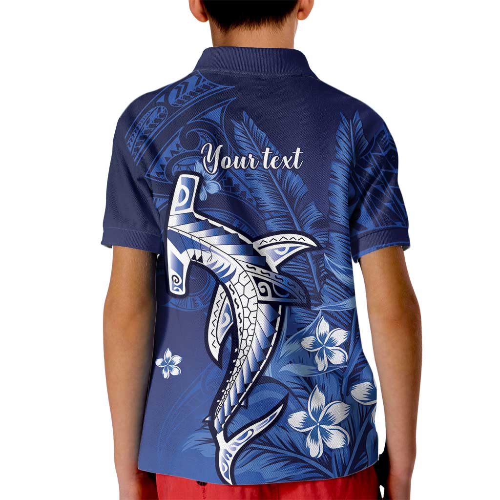 Personalized Hawaiian Maori Hammerhead Shark Kid Polo Shirt Polu Plumeria - Polynesian Pride
