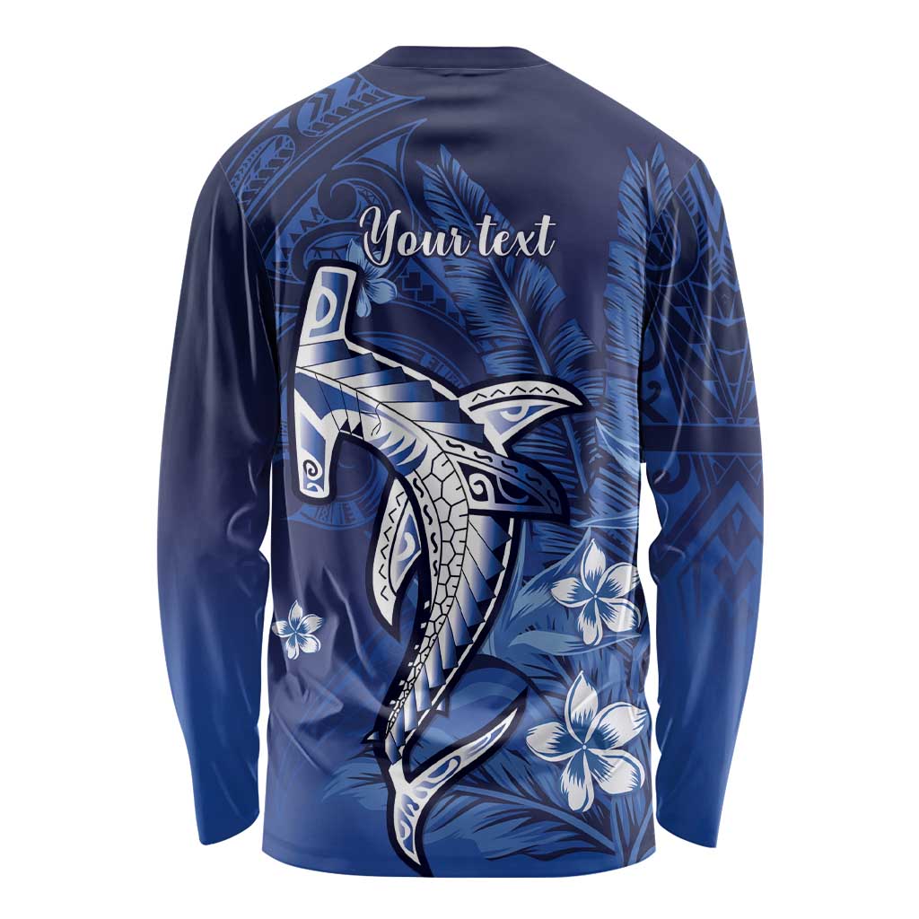 Personalized Hawaiian Maori Hammerhead Shark Long Sleeve Shirt Polu Plumeria LT9 - Polynesian Pride