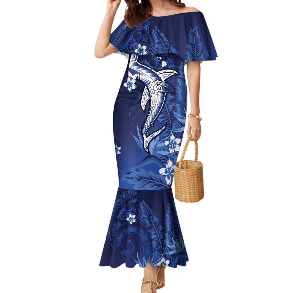 Personalized Hawaiian Maori Hammerhead Shark Mermaid Dress Polu Plumeria - Polynesian Pride