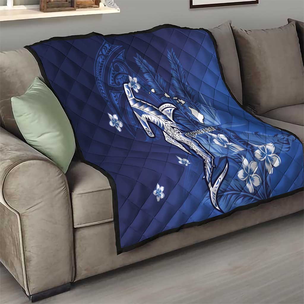 Personalized Hawaiian Maori Hammerhead Shark Quilt Polu Plumeria LT9 - Polynesian Pride