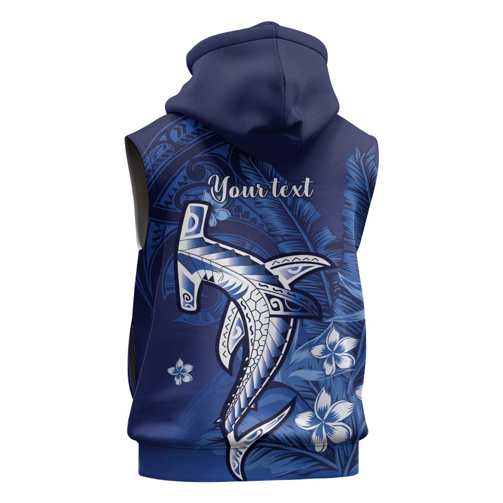 Personalized Hawaiian Maori Hammerhead Shark Sleeveless Hoodie Polu Plumeria LT9 - Polynesian Pride