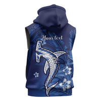 Personalized Hawaiian Maori Hammerhead Shark Sleeveless Hoodie Polu Plumeria LT9 - Polynesian Pride
