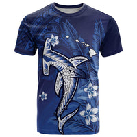 Personalized Hawaiian Maori Hammerhead Shark T Shirt Polu Plumeria LT9 Blue - Polynesian Pride
