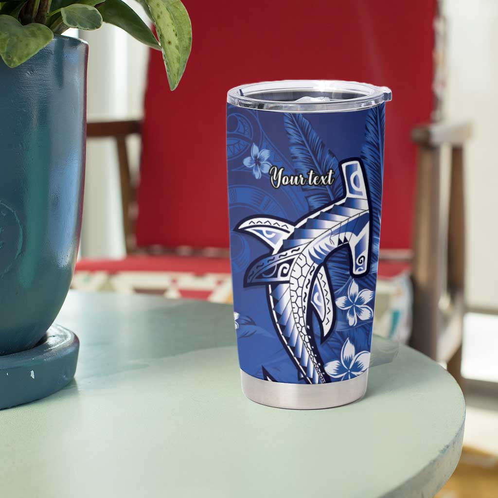 Personalized Hawaiian Maori Hammerhead Shark Tumbler Cup Polu Plumeria LT9 - Polynesian Pride