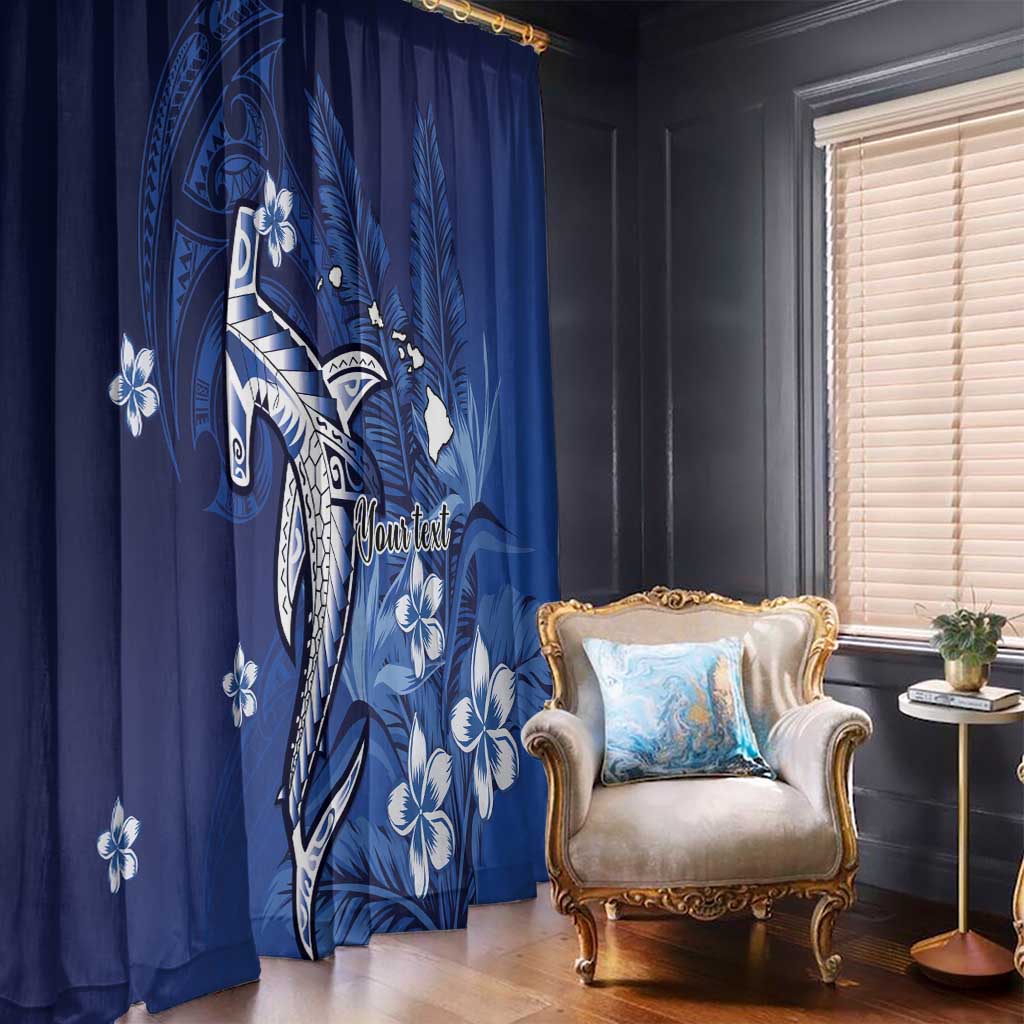 Personalized Hawaiian Maori Hammerhead Shark Window Curtain Polu Plumeria - Polynesian Pride