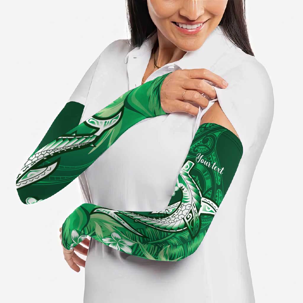 Personalized Hawaiian Maori Hammerhead Shark Arm Sleeves Omaomao Plumeria LT9 - Polynesian Pride