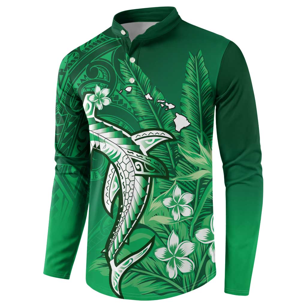 Personalized Hawaiian Maori Hammerhead Shark Button Sweatshirt Omaomao Plumeria LT9 - Polynesian Pride