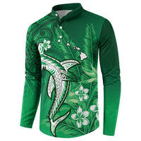 Personalized Hawaiian Maori Hammerhead Shark Button Sweatshirt Omaomao Plumeria LT9 - Polynesian Pride