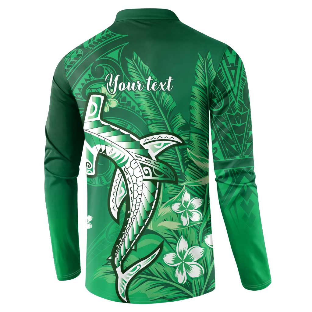 Personalized Hawaiian Maori Hammerhead Shark Button Sweatshirt Omaomao Plumeria LT9 - Polynesian Pride