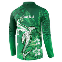 Personalized Hawaiian Maori Hammerhead Shark Button Sweatshirt Omaomao Plumeria LT9 - Polynesian Pride