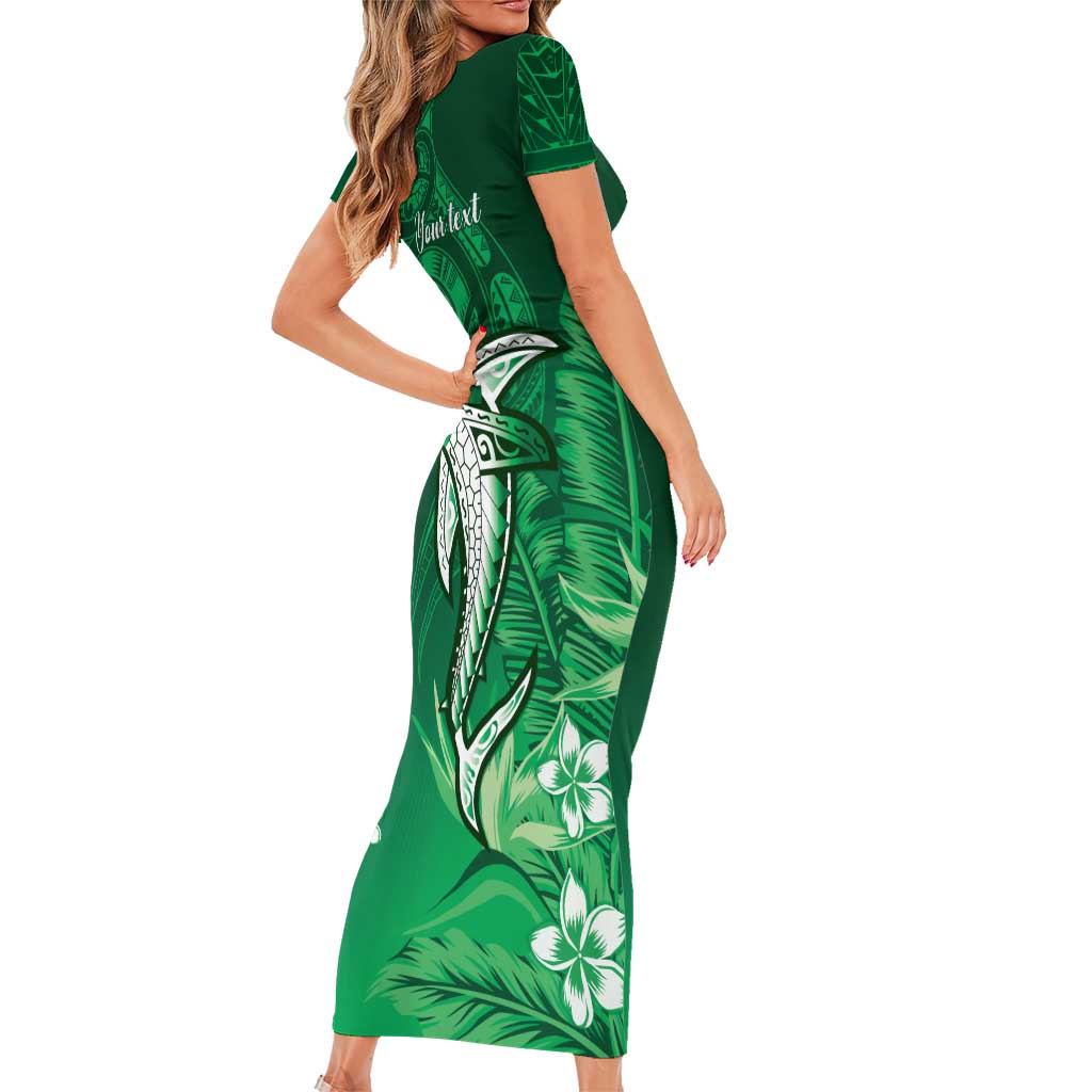 Personalized Hawaiian Maori Hammerhead Shark Family Matching Short Sleeve Bodycon Dress and Hawaiian Shirt Omaomao Plumeria