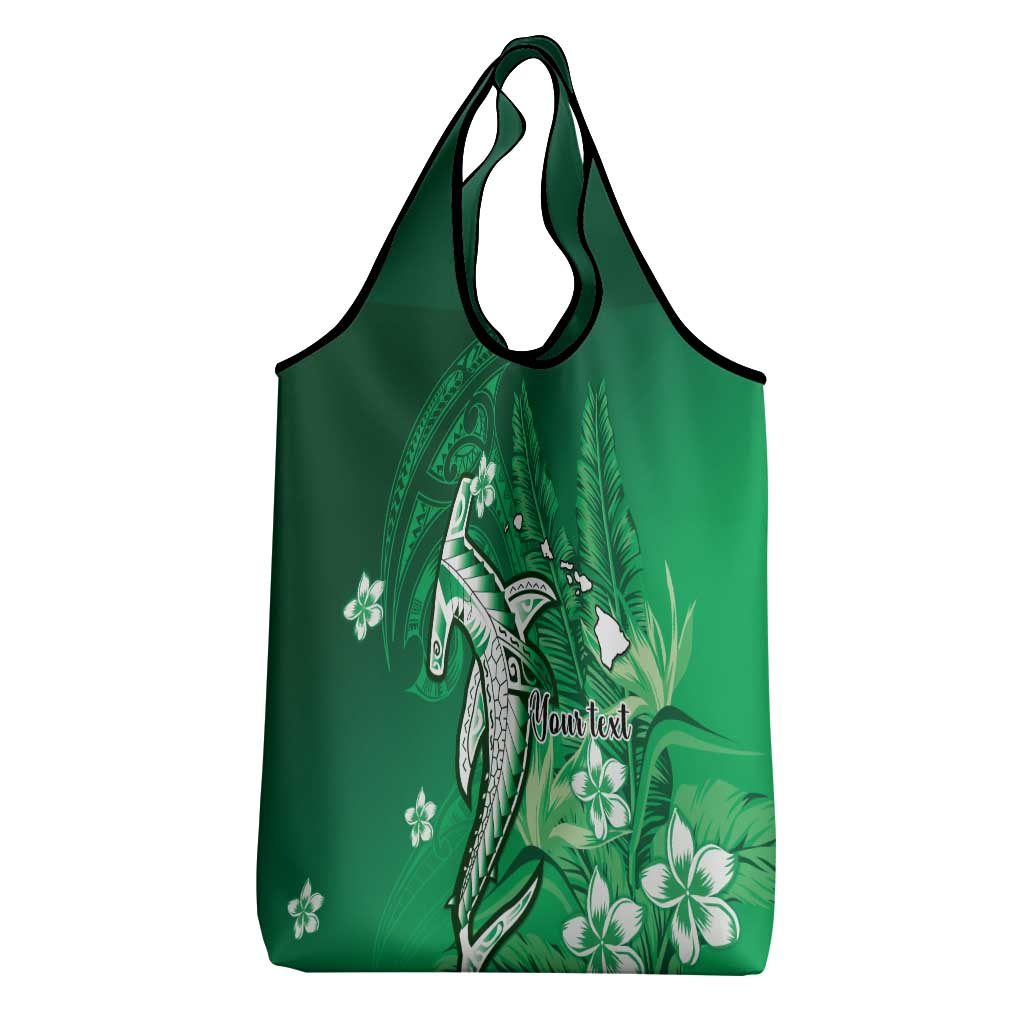 Personalized Hawaiian Maori Hammerhead Shark Grocery Bag Omaomao Plumeria LT9 - Polynesian Pride