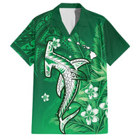 Personalized Hawaiian Maori Hammerhead Shark Hawaiian Shirt Omaomao Plumeria LT9 Green - Polynesian Pride