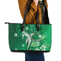 Personalized Hawaiian Maori Hammerhead Shark Leather Tote Bag Omaomao Plumeria LT9 - Polynesian Pride