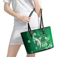 Personalized Hawaiian Maori Hammerhead Shark Leather Tote Bag Omaomao Plumeria LT9 - Polynesian Pride