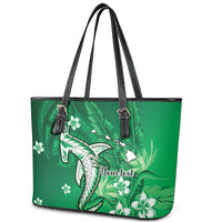Personalized Hawaiian Maori Hammerhead Shark Leather Tote Bag Omaomao Plumeria LT9 - Polynesian Pride
