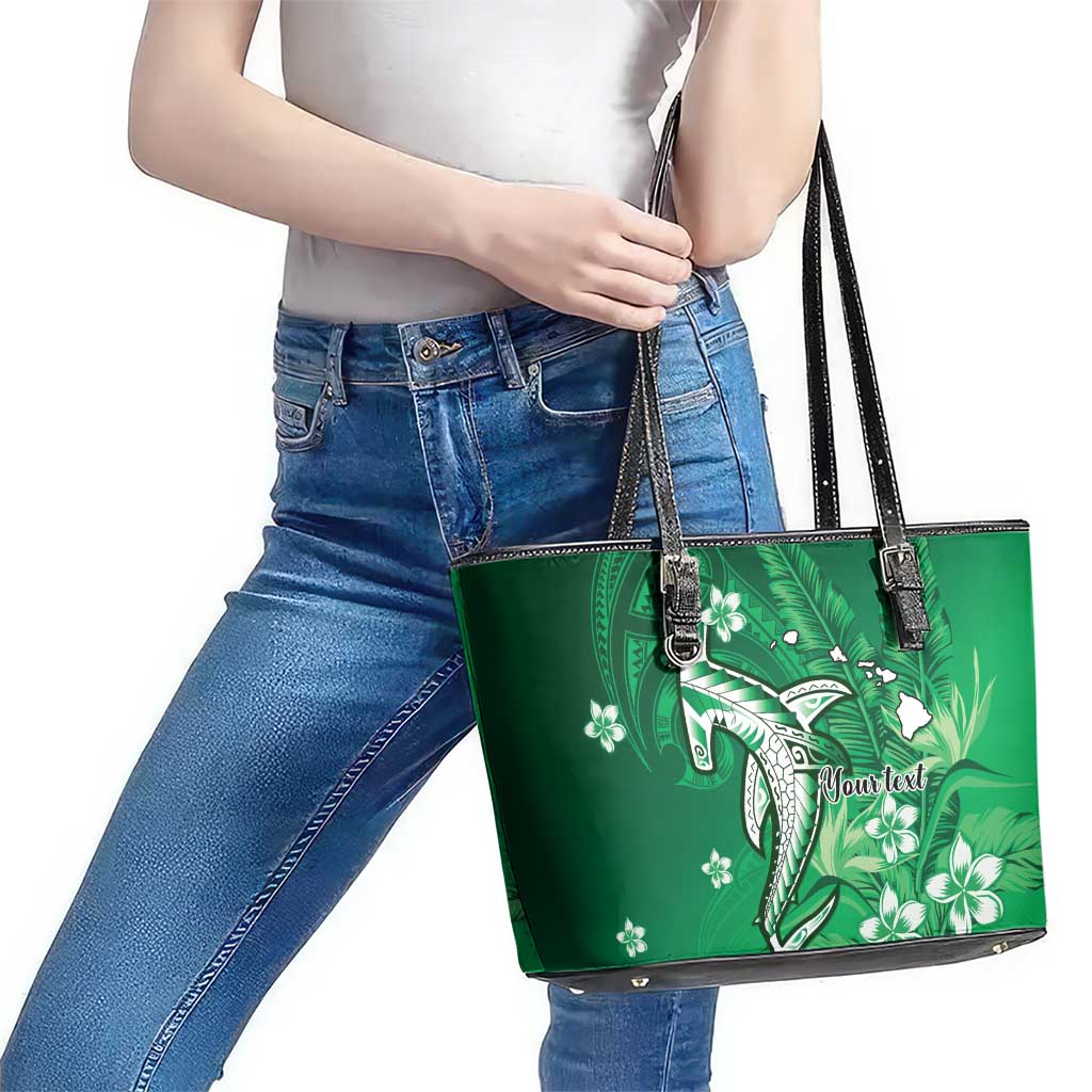 Personalized Hawaiian Maori Hammerhead Shark Leather Tote Bag Omaomao Plumeria LT9 - Polynesian Pride