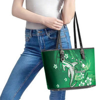 Personalized Hawaiian Maori Hammerhead Shark Leather Tote Bag Omaomao Plumeria LT9 - Polynesian Pride