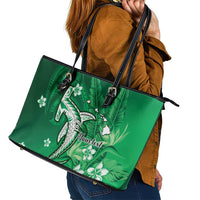 Personalized Hawaiian Maori Hammerhead Shark Leather Tote Bag Omaomao Plumeria LT9 - Polynesian Pride