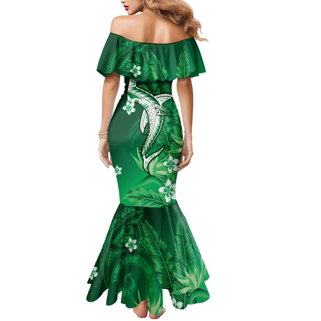Personalized Hawaiian Maori Hammerhead Shark Mermaid Dress Omaomao Plumeria LT9 - Polynesian Pride