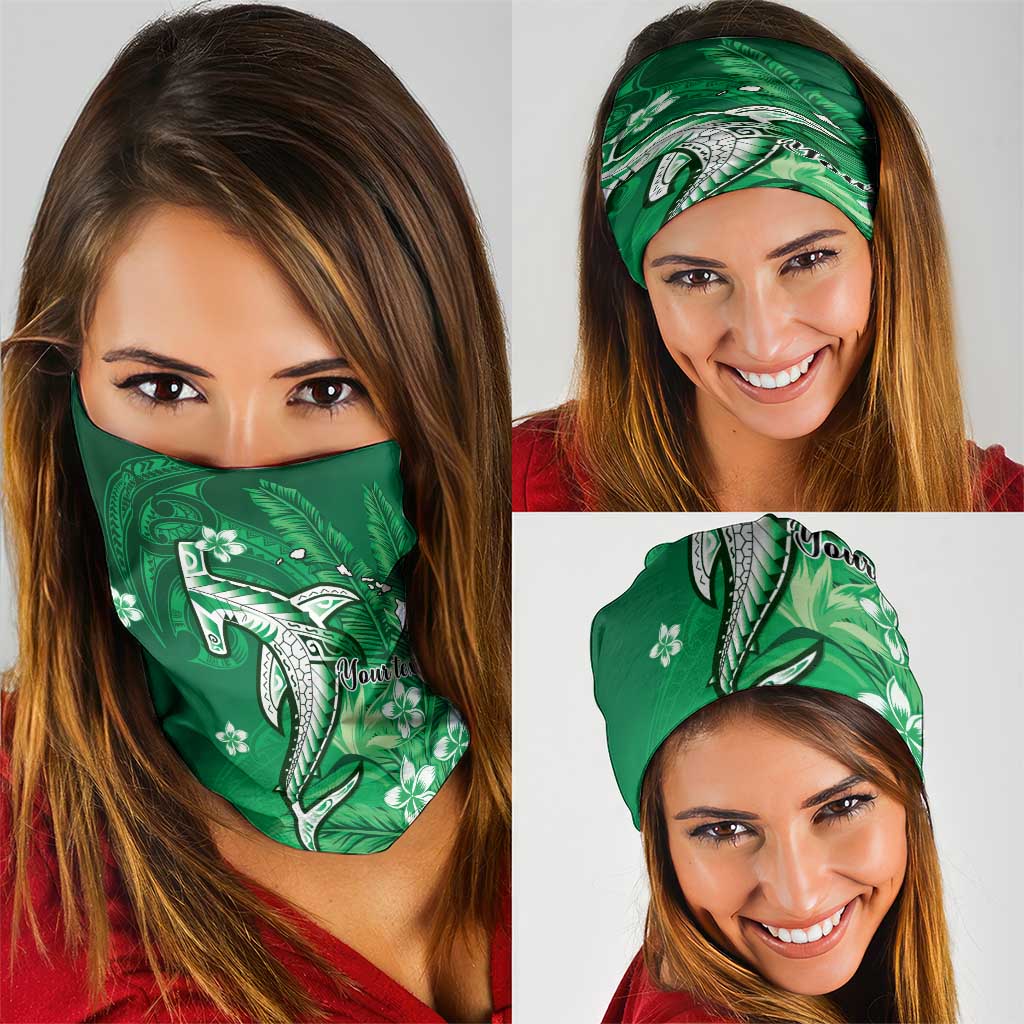 Personalized Hawaiian Maori Hammerhead Shark Neck Gaiter Omaomao Plumeria - Polynesian Pride
