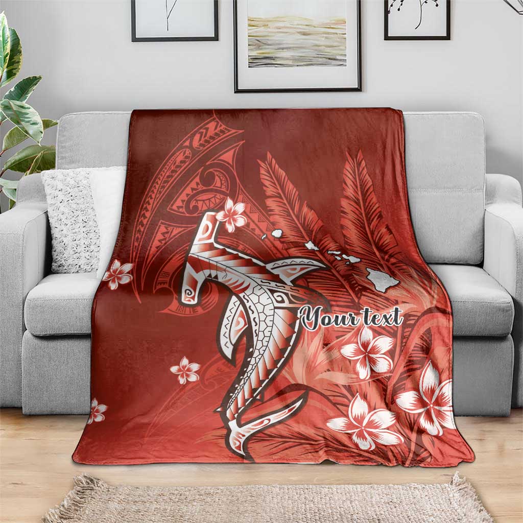 Personalized Hawaiian Maori Hammerhead Shark Blanket Ulaula Plumeria LT9 - Polynesian Pride