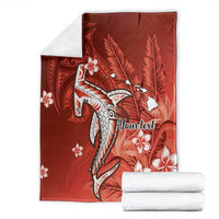 Personalized Hawaiian Maori Hammerhead Shark Blanket Ulaula Plumeria LT9 - Polynesian Pride