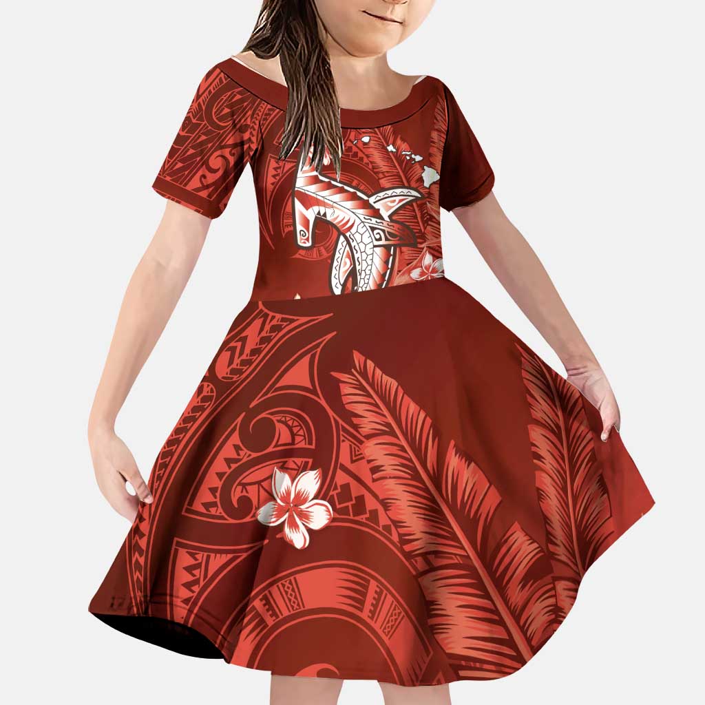 Personalized Hawaiian Maori Hammerhead Shark Family Matching Mermaid Dress and Hawaiian Shirt Ulaula Plumeria