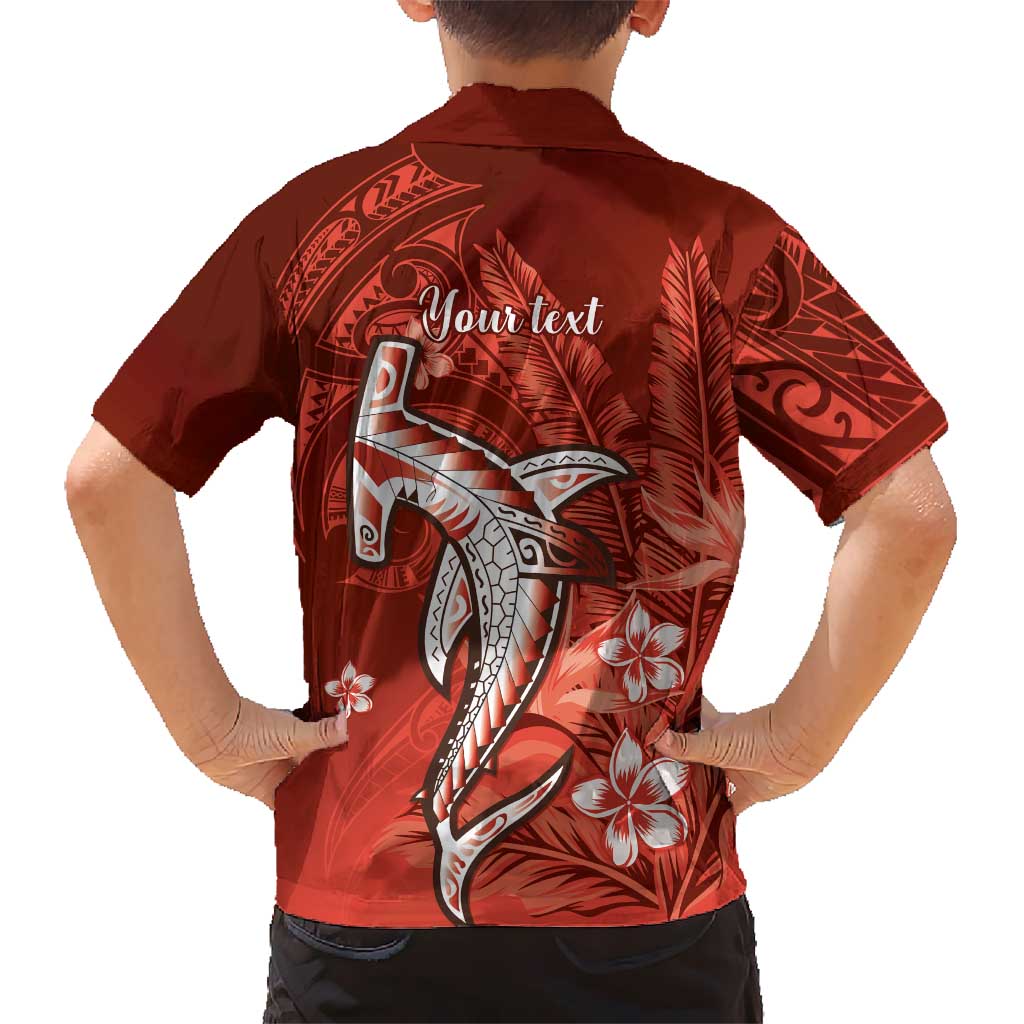 Personalized Hawaiian Maori Hammerhead Shark Family Matching Short Sleeve Bodycon Dress and Hawaiian Shirt Ulaula Plumeria