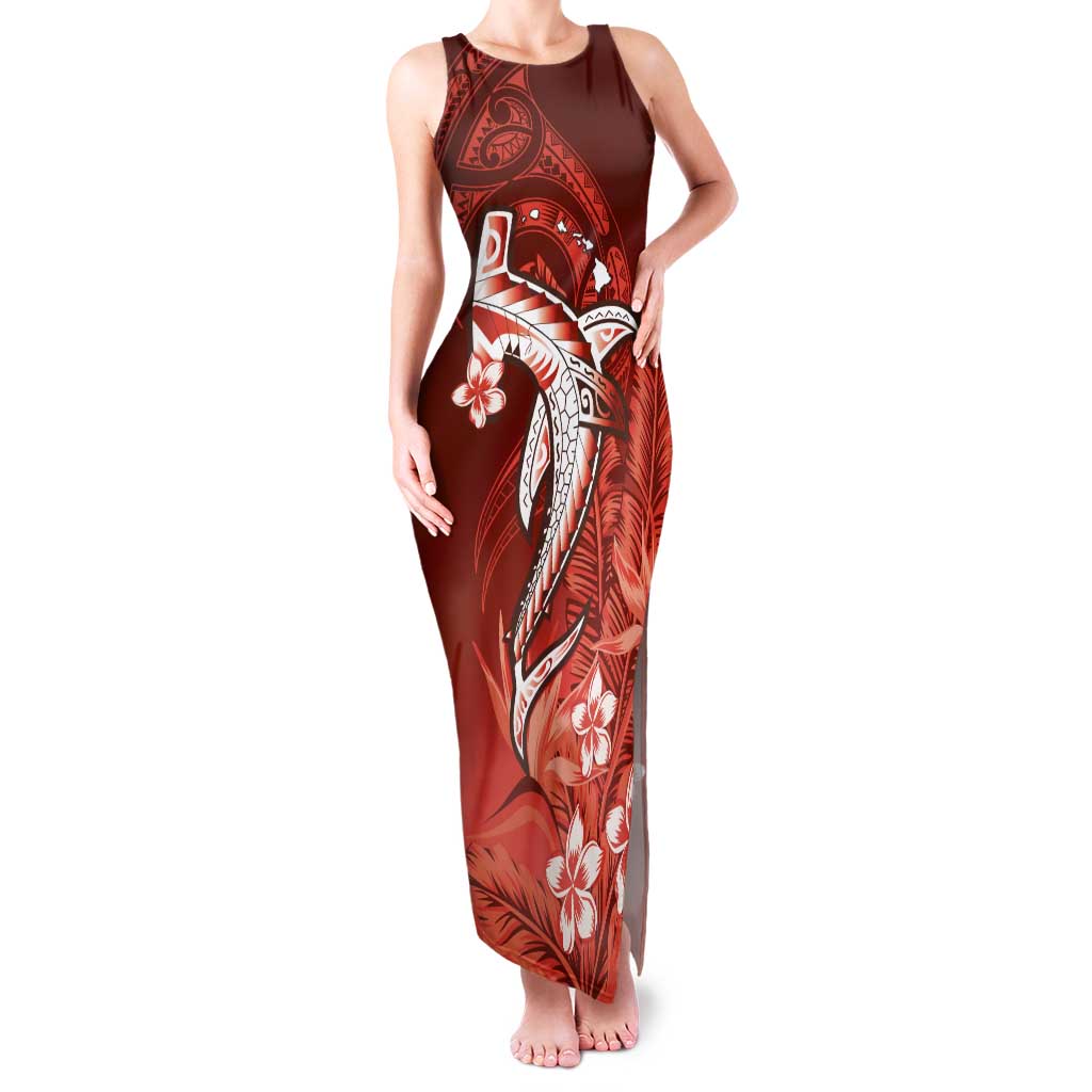 Personalized Hawaiian Maori Hammerhead Shark Family Matching Tank Maxi Dress and Hawaiian Shirt Ulaula Plumeria