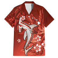Personalized Hawaiian Maori Hammerhead Shark Hawaiian Shirt Ulaula Plumeria LT9 Red - Polynesian Pride