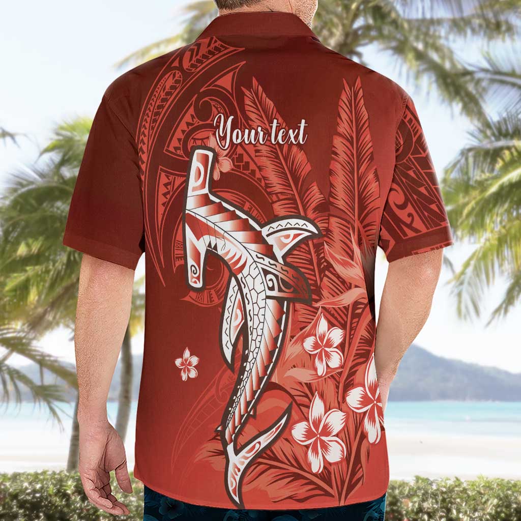 Personalized Hawaiian Maori Hammerhead Shark Hawaiian Shirt Ulaula Plumeria LT9 - Polynesian Pride