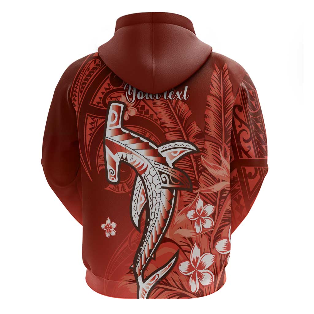 Personalized Hawaiian Maori Hammerhead Shark Hoodie Ulaula Plumeria LT9 - Polynesian Pride