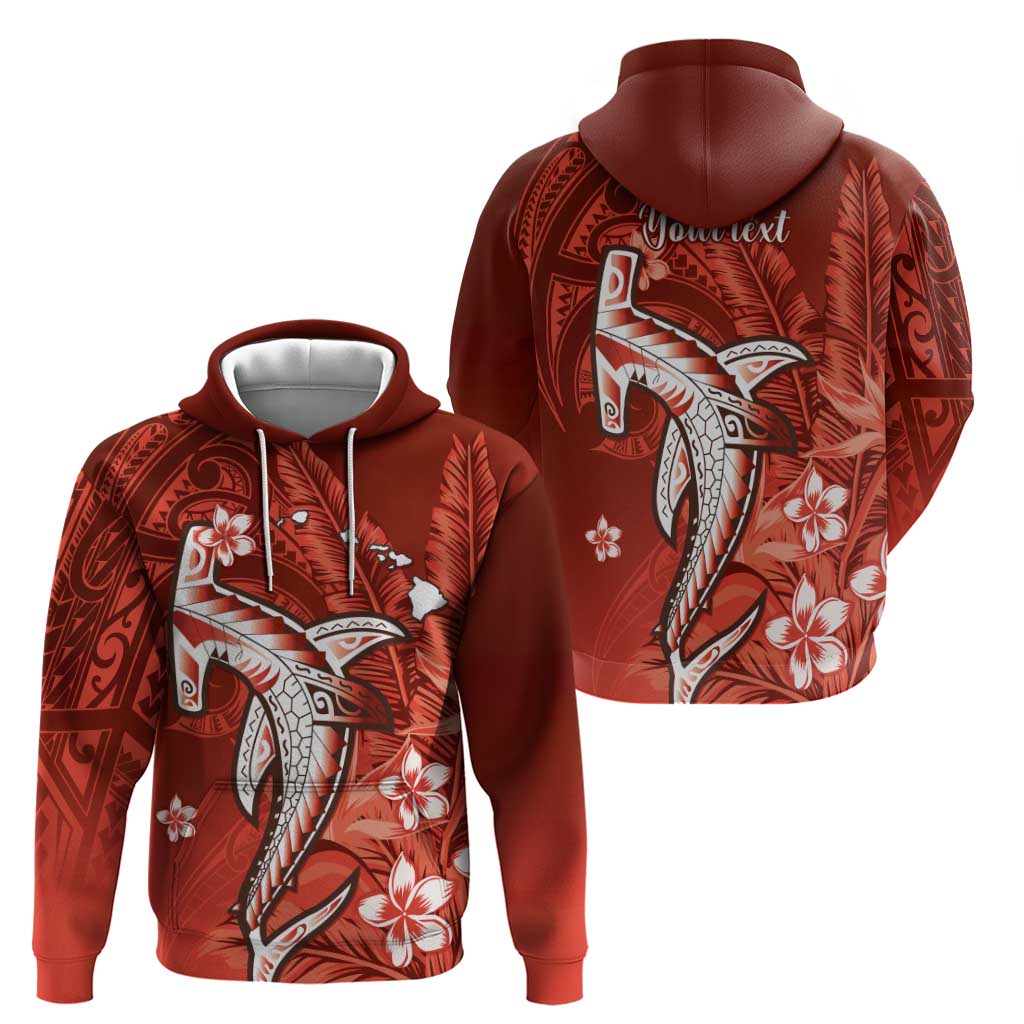 Personalized Hawaiian Maori Hammerhead Shark Hoodie Ulaula Plumeria LT9 - Polynesian Pride