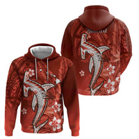 Personalized Hawaiian Maori Hammerhead Shark Hoodie Ulaula Plumeria LT9 - Polynesian Pride