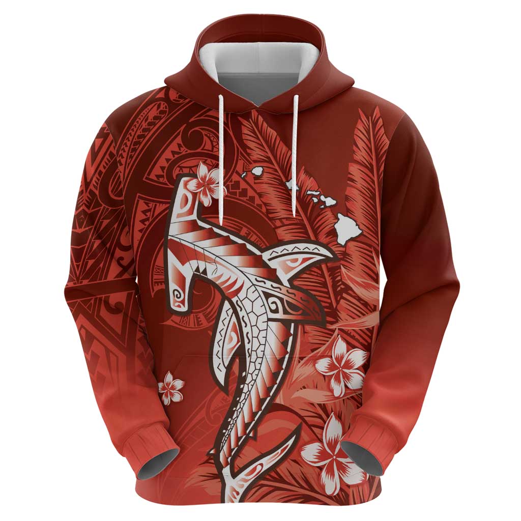 Personalized Hawaiian Maori Hammerhead Shark Hoodie Ulaula Plumeria LT9 - Polynesian Pride