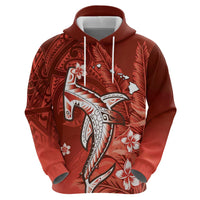 Personalized Hawaiian Maori Hammerhead Shark Hoodie Ulaula Plumeria LT9 - Polynesian Pride