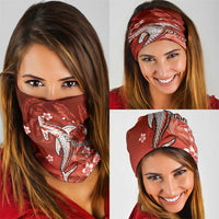 Personalized Hawaiian Maori Hammerhead Shark Neck Gaiter Ulaula Plumeria - Polynesian Pride