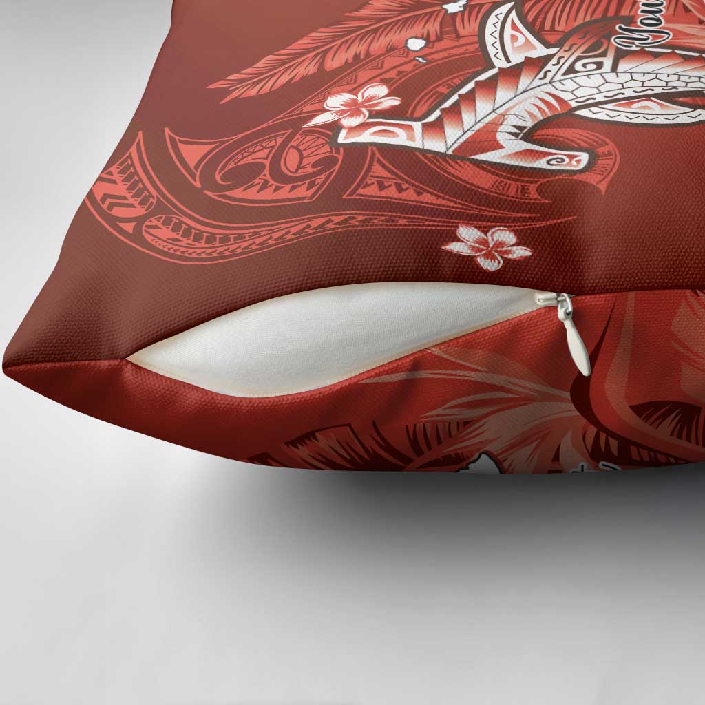Personalized Hawaiian Maori Hammerhead Shark Pillow Cover Ulaula Plumeria LT9 - Polynesian Pride