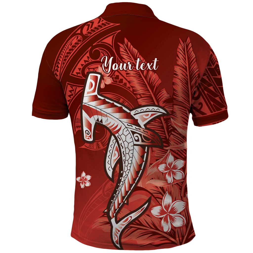 Personalized Hawaiian Maori Hammerhead Shark Polo Shirt Ulaula Plumeria LT9 - Polynesian Pride