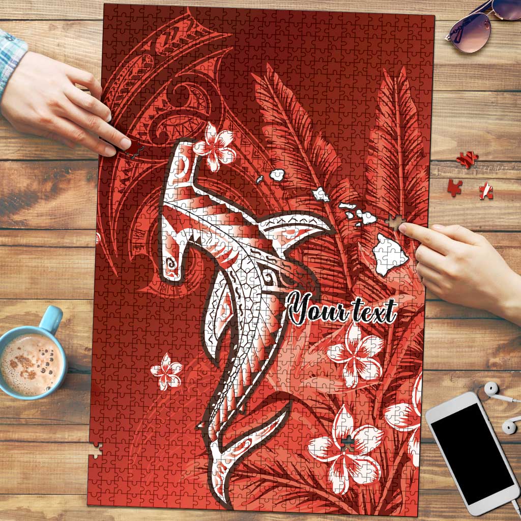 Personalized Hawaiian Maori Hammerhead Shark Puzzle Ulaula Plumeria - Polynesian Pride