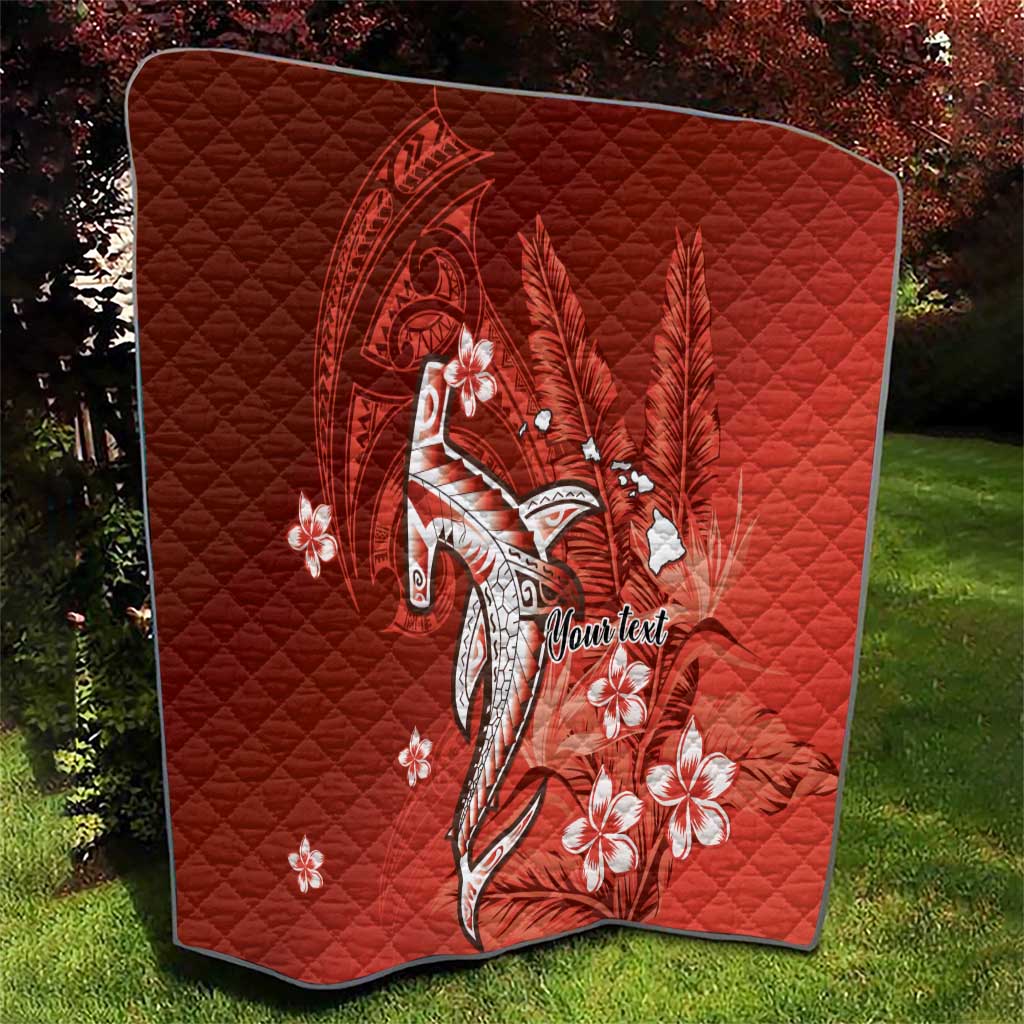 Personalized Hawaiian Maori Hammerhead Shark Quilt Ulaula Plumeria LT9 - Polynesian Pride