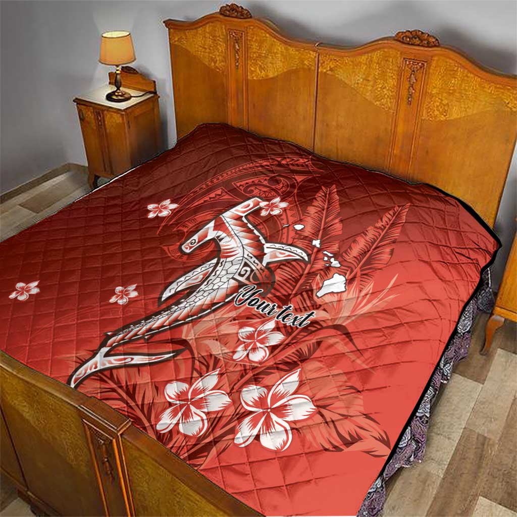 Personalized Hawaiian Maori Hammerhead Shark Quilt Ulaula Plumeria LT9 - Polynesian Pride