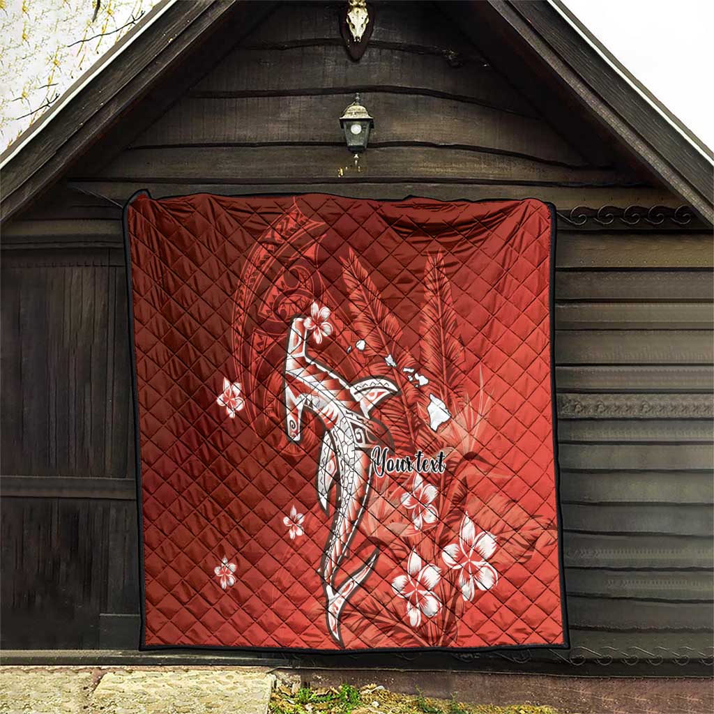 Personalized Hawaiian Maori Hammerhead Shark Quilt Ulaula Plumeria LT9 - Polynesian Pride