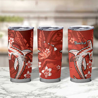 Personalized Hawaiian Maori Hammerhead Shark Tumbler Cup Ulaula Plumeria LT9 - Polynesian Pride